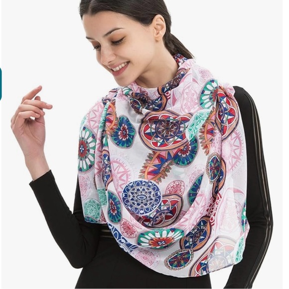 Chiffon Scarf/Wrap/Belt/Accessory Kaleidoscope Print - Picture 6 of 10